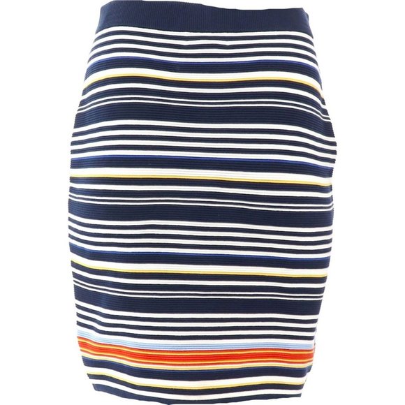 NWT LANDS' END FINE GAUGE OTTMAN STRIPED SKIRT SEEP SEA PXXS - Picture 5 of 13